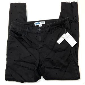 Old Navy NWT Women's 10 Super Skinny Rockstar Ankle Black Dot Jeans
